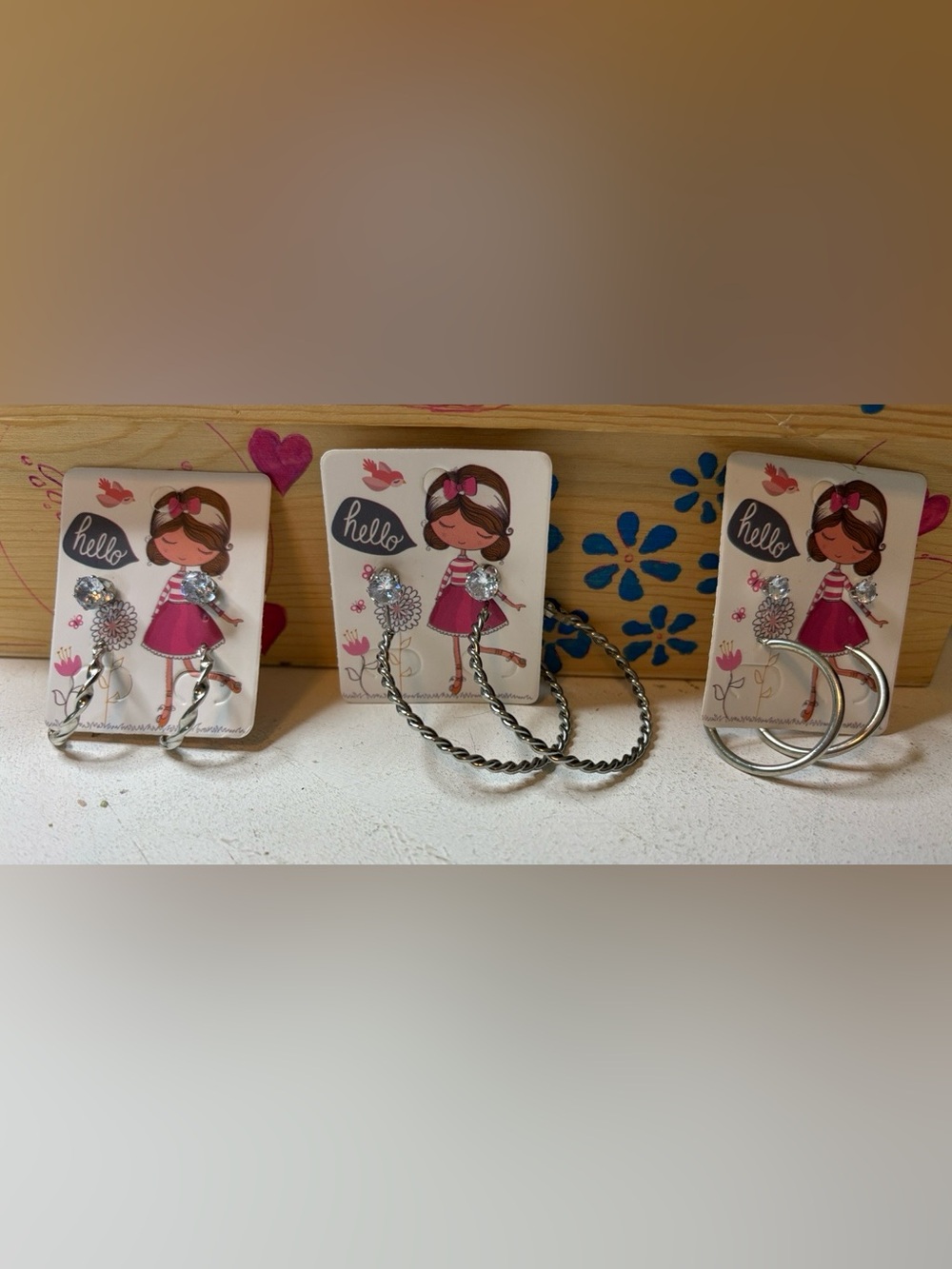 Bundle of 3 Silver Tone Rhinestone Hoop Earrings | Costume Jewelry